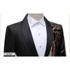 Elegante abito da smoking patchwork con paillettes giacca sportiva da uomo collo a scialle slim fit giacca a un bottone mens cena festa di nozze costumi da ballo 210522