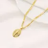 Womens Goddess Portrait Pendant Italian Figaro Link Chain Necklace 24quot 18K Solid Gold GF 3MM7951134