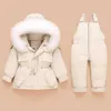2 adet Kız Snowsuit Kış Çocuk Aşağı Giyim Seti 2021 Bebek Kayak Takım Elbise Tulum Bebekler için Toddler Tulum Ceket Erkek Giysileri H0909