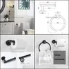 Racks Bath Home & Garden2Pcs Hardware Black Ring And Toilet Paper Stainless Steel Bathroom Hand Towel Holder Drop Delivery 2021 Qbw6I