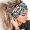 Fashion Printed Flower Sport Headband Wide Sweat Sweatband Yoga Ladies Stretch Gym Fitness Head Band Hair Bands Cycling Caps & Masks