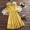 Japanese Style Sweet Women Spring Autumn Doll Collar Long Sleeve Solid Bow A-line Kneee-length Princess Dress Vestidos 9526 210417