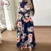 Women Summer Maxi Dress Casual Short Sleeve Boho Floral Print Long Dress Turtleneck Bandage Elegant Party Dresses Vestidos 210806