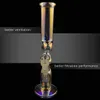 Cachimbas en forma de W de 12 pulgadas aproximadamente Unquie Lumious Water Pipes Dab Rigs brillan en la oscuridad Baker Glass Bong Tazón de 14,4 mm