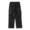 Mäns Hip Hop Wide Leg Big Fickor Byxor Overaller Ripstop Lösa byxor Vandring Regular Fit High Street Casual Pant YC