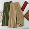 Algodão largo pants mulheres para verão cintura alta solta casual tornozelo-comprimento calça mulheres elegante moda calças sólidas mulheres q0801