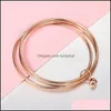 Braccialetti a maglie Catena a maglie di gioielli 585 Braccialetti a triplo strato in oro rosa Polsino per donne Ragazze Bracciale con perline Chiave Fascino Gioielli per feste di moda G