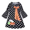 Longa manga meninas Halloween vestido preto abóbora fantasma crianças feriados pijamas com arco