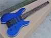 Metallic Blue Headless 24 Frets Electric Guitar with Floyd Rose,Rosewood Fingerboard,SSH Pickups,can be customized