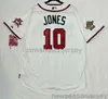 Gestikte retro jersey chipper Jones coole base jersey zeldzaam! Men Women Youth Baseball Jersey XS-5XL 6XL