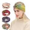 Kızlar Bohem Bükülmüş Bandaj Düğümlü Türban Headwrap Tie-Boya Yıkanmış Renkli Hairband Festivali Beach Vintage Spor