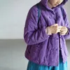 Johnature femmes Style chinois à capuche Parkas bouton coton lin manteaux hiver couleur unie Vintage femme chaud Parkas 210521