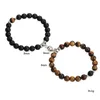 Beaded Strands Fashion 2 Pieces/set Of Natural Stone Beads Yoga Bracelet Long Distance Magnet Couple Friendship Jewelry Inte22