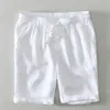 Summer Beach Shorts для мужчин Сплошные белые повседневные Классические DrawString Чистое белье с короткими брюками Одежда Новый 210421