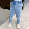 Filles Jeans Broderie Fille Jeans Printemps Automne Enfants Jeans Pour Garçons Style Décontracté Vêtements Pour Enfants 210412