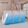 2021 High quality gradient color fashion travel bag big flower men women duffle leather luggage handbags large capacity sport 50cm