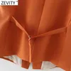 Zevity Women Simply Sleeveless Single Breasted Orange Vest Jacket Office Lady Slim Suit WaistCoat Pockets Outwear Tops CT682 210603