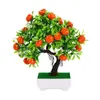 装飾的な花の花輪1本の人工的な植物オレンジの咲くフルーツの木の鉢植えの植物のプラスチック卓球の中心部の偽の花の結婚式のde