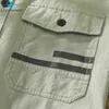 Mężczyźni Spring Spadek Koreański Styl 100% Bawełna Najwyższej Jakości Koszula Mężczyzna Casual Loose Długi Rękaw Lapel Topy Double Pocket Trendy Outwear G0105
