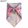 Zevity Women Vintage Totem Floral Print Sexig Stroplös Chic Camis Tank Damer Sommar Backless Bowknot Wraps Slip Tops LS9344 210616