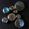 2PCS Natural Labradorite Stone WaterDrop Double Solid Flared Plug Round Gauge Oval Ear Expander Body Piercing Jewelry