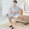 Pijama de seda de cetim de calça de sono masculina para homens para homens Rayon Summer Summer Macho Pijama Conjunto de Pijamas Softgown