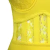 Women Sexy Fashion Sleeveless Lace Yellow Bandage Dress Elegant Designer Summer Party Vestido 210527