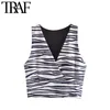 Mujeres Fashion Sexy Zebra estampado Camas de tanques recortadas Vintage V Camisero Camis Mujer Mujer 210507