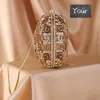 Bolsas de noche Rhinestone blanco Boda Embrague Monedero Moda Oro Metal Cristal Embragues Lujo Damas Diamante Prom Cena Bolsos 243Z