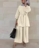 Ethnische Kleidung Abaya Türkei Hijab Dress Aid Mubarek Zweiteilige muslimische Sets Caftan Kaftans Islam Abayas für Frauen Musulman Ensembles