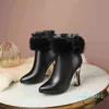 ZVQ 2022 hiver nouvelle mode bottines à l'extérieur super talons hauts fermeture éclair bout pointu en cuir véritable femmes chaussures livraison directe d7el #