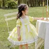 Baby Spanish Yellow Dress Summer Girl Lolita Ball Gown Infant Lace Bow Dresses Girls Ramadan Eid Birthday Party Clothes 210615