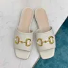 Summer flat slippers soft bottom women's sandals casual fashion open toe metal button size 34-42