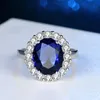 Bague de luxe en pierre précieuse de zircone bleue, saphir de laboratoire, argent 925, bijoux aigue-marine, cadeau de fiançailles pour femmes, J-345