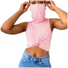 T-shirt d'extérieur pour femmes, couleur unie, sans manches, masques de protection UV, t-shirts coupe-vent, couverture de sable, fête, plage, chemise courte, Tops 210515