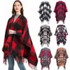 Wholale Custom Winter Fashion Christmas Red And Black Plaid Scarv With Tassel Ladi Split Cloak Thickened Shawl Scarf 2021