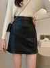 WERUERUYU Women Skirt Fashion Black Solid Faux Leather Sexy Bodycon Summer Pencil S Plus Size High Waist Mini 210608