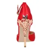 Dress Shoes Metal High Heel Women Silk Ankle Strap Wedding Stiletto Heels Pumps Pointed Toe Party