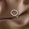 Natural Freshwater Pearl Beaded Elastic Ring Minimalist Finger Jewelry Star Heart Rings For Women Party Geometric Jewelry X0715