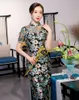Seksowna szczupła Długa Wieczór Party Dress Kobiety Klasyczny Cheongsam Vintage Guzik Tradycyjny Chiński Jesień Vestidos Mandarin Collar QIPAO