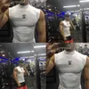 Gym Tank Topp Män Fitness Bodybuilding Kläder Workout Snabb torr Ärmlös Skjorta Manlig Sommar Casual Singlet Compression Vest 210421