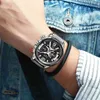 2021 Zegarki Męskie Lige Top Brand Luxury Sports Watch Męskie Moda Automatyczny Kalendarz Skórzany Wrist Watch dla Mężczyzn Black Male Clock Q0524