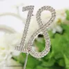 Outros fornecimentos festivos do partido dois fila leve número 18 acessórios bolo topper mini casamento delicado DIY decorações strass annive