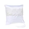 Juego de almohadas de cesta de boda de satén blanco Cojines de portador de anillo Bowknot y cestas de niña de flores de novia H-5681