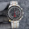 44mm Apollo Edição Comemorativa Relógios Dark Side Moon 311 92 44 30 01 002 Quartz Chronograph Mens Watch Black Dial Steel SS Bra283H