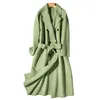 Mélanges de laine pour femmes mode automne et hiver beurre de karité vert haut de gamme manteau Double face longueur moyenne laine zéro cachemire Bery22