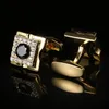 Kwadratowy Czarno-biały Crystal Cufflinks Biżuteria Koszula Spinki do Męskie Marka Marka Link Wedding Groom Przycisk Mankietów AE581466380