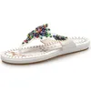 Slippers Fashion Ladies Flat с обувью Bohemian Women Sandals Этнический стиль шлепанцы шлепанцы струна бусинка-пляж пляжный тапочка xx180