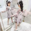 Girls Princess Dresses Cute Floral Print Birthday Wedding Ball Gown Baby Kids Clothes Flower Lace Dresses for 6 8 10 12 Years Q0716