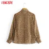 Frühling Frauen Goldene Garn Animal Print Bluse Langarm Chic Weibliche Büro Dame Hemd Blusas Femininas 3A136 210416